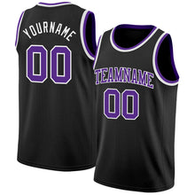 Load image into Gallery viewer, Custom Black Purple-White Authentic Basketball Jersey