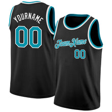 Load image into Gallery viewer, Custom Black Teal-White Authentic Basketball Jersey