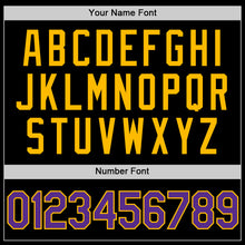 Load image into Gallery viewer, Custom Black Purple-Gold Authentic Basketball Jersey
