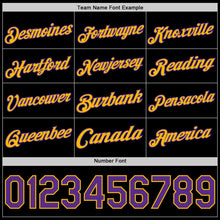 Load image into Gallery viewer, Custom Black Purple-Gold Authentic Basketball Jersey