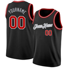 Load image into Gallery viewer, Custom Black Red White-Gray Authentic Basketball Jersey