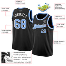 Load image into Gallery viewer, Custom Black Light Blue-White Authentic Basketball Jersey
