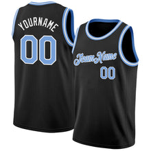 Load image into Gallery viewer, Custom Black Light Blue-White Authentic Basketball Jersey