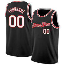 Load image into Gallery viewer, Custom Black White-Red Authentic Basketball Jersey