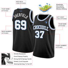 Load image into Gallery viewer, Custom Black White-Light Blue Authentic Basketball Jersey