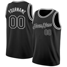 Load image into Gallery viewer, Custom Black White Authentic Basketball Jersey
