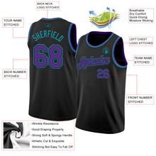 Load image into Gallery viewer, Custom Black Purple-Teal Authentic Basketball Jersey