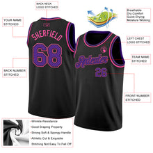 Load image into Gallery viewer, Custom Black Purple-Pink Authentic Basketball Jersey