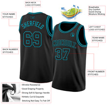 Load image into Gallery viewer, Custom Black Teal Authentic Basketball Jersey