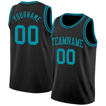 Load image into Gallery viewer, Custom Black Teal Authentic Basketball Jersey