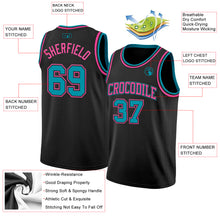 Load image into Gallery viewer, Custom Black Teal-Pink Authentic Basketball Jersey