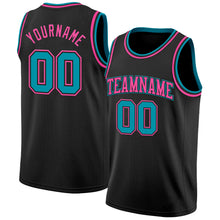 Load image into Gallery viewer, Custom Black Teal-Pink Authentic Basketball Jersey