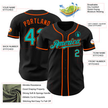 Load image into Gallery viewer, Custom Black Aqua-Orange Authentic Baseball Jersey