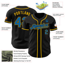 Load image into Gallery viewer, Custom Black Blue-Gold Authentic Baseball Jersey