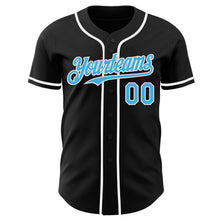 Load image into Gallery viewer, Custom Black Sky Blue-White Authentic Baseball Jersey