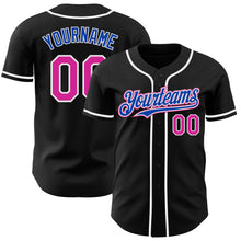 Load image into Gallery viewer, Custom Black Deep Pink Thunder Blue-White Authentic Baseball Jersey
