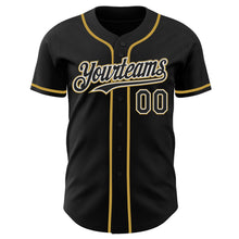 Load image into Gallery viewer, Custom Black White-Old Gold Authentic Baseball Jersey