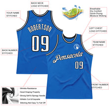 Load image into Gallery viewer, Custom Blue White-Black Authentic Throwback Basketball Jersey