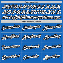 Load image into Gallery viewer, Custom Blue White-Black Authentic Throwback Basketball Jersey