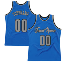 Load image into Gallery viewer, Custom Blue Gray-Black Authentic Throwback Basketball Jersey