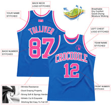 Load image into Gallery viewer, Custom Blue Pink-White Authentic Throwback Basketball Jersey