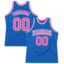 Load image into Gallery viewer, Custom Blue Pink-White Authentic Throwback Basketball Jersey