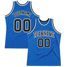 Load image into Gallery viewer, Custom Blue Black-White Authentic Throwback Basketball Jersey