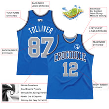 Load image into Gallery viewer, Custom Blue Gray-White Authentic Throwback Basketball Jersey