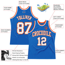 Load image into Gallery viewer, Custom Blue White-Orange Authentic Throwback Basketball Jersey