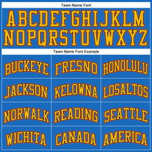 Load image into Gallery viewer, Custom Blue Gold Navy-Orange Authentic Throwback Basketball Jersey