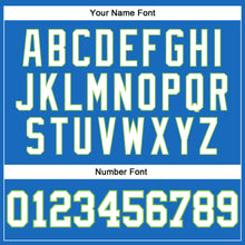 Load image into Gallery viewer, Custom Blue White-Neon Green Authentic Throwback Basketball Jersey