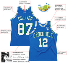 Load image into Gallery viewer, Custom Blue White-Kelly Green Authentic Throwback Basketball Jersey
