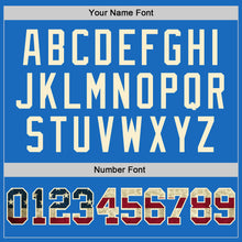 Load image into Gallery viewer, Custom Blue Vintage USA Flag-Cream Authentic Throwback Basketball Jersey