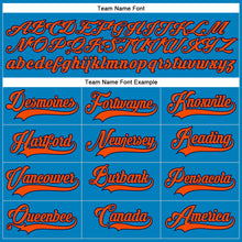 Load image into Gallery viewer, Custom Blue Orange-Navy Hockey Lace Neck Jersey