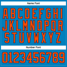 Load image into Gallery viewer, Custom Blue Orange-Navy Hockey Lace Neck Jersey