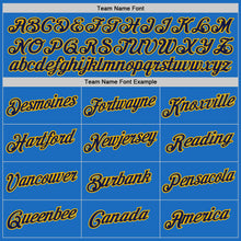 Load image into Gallery viewer, Custom Blue Navy-Gold Authentic Throwback Basketball Jersey