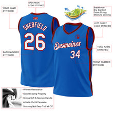 Load image into Gallery viewer, Custom Blue Red-Black Authentic Throwback Basketball Jersey