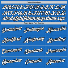 Load image into Gallery viewer, Custom Blue White-Black Authentic Throwback Basketball Jersey