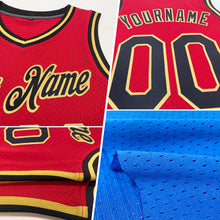Load image into Gallery viewer, Custom Blue White-Red Authentic Throwback Basketball Jersey