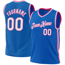 Load image into Gallery viewer, Custom Blue White-Pink Authentic Throwback Basketball Jersey