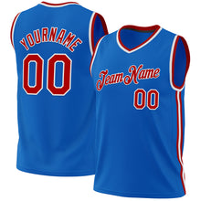 Load image into Gallery viewer, Custom Blue Red-White Authentic Throwback Basketball Jersey
