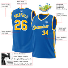 Load image into Gallery viewer, Custom Blue Gold-White Authentic Throwback Basketball Jersey
