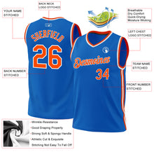 Load image into Gallery viewer, Custom Blue Orange-White Authentic Throwback Basketball Jersey