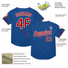 Load image into Gallery viewer, Custom Blue Red-White Mesh Authentic Throwback Baseball Jersey