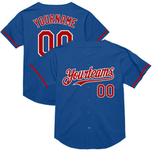 Load image into Gallery viewer, Custom Blue Red-White Mesh Authentic Throwback Baseball Jersey
