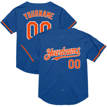 Load image into Gallery viewer, Custom Blue Orange-White Mesh Authentic Throwback Baseball Jersey