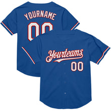 Load image into Gallery viewer, Custom Blue White-Red Mesh Authentic Throwback Baseball Jersey