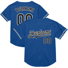 Load image into Gallery viewer, Custom Blue Black-White Mesh Authentic Throwback Baseball Jersey