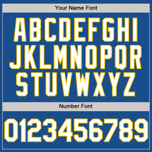 Load image into Gallery viewer, Custom Blue White-Yellow Mesh Authentic Throwback Baseball Jersey