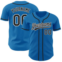 Load image into Gallery viewer, Custom Blue Black-White Authentic Baseball Jersey
